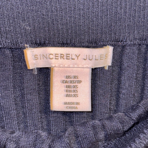 Navy Ribbed Knit Skirt - Picture 2 of 2